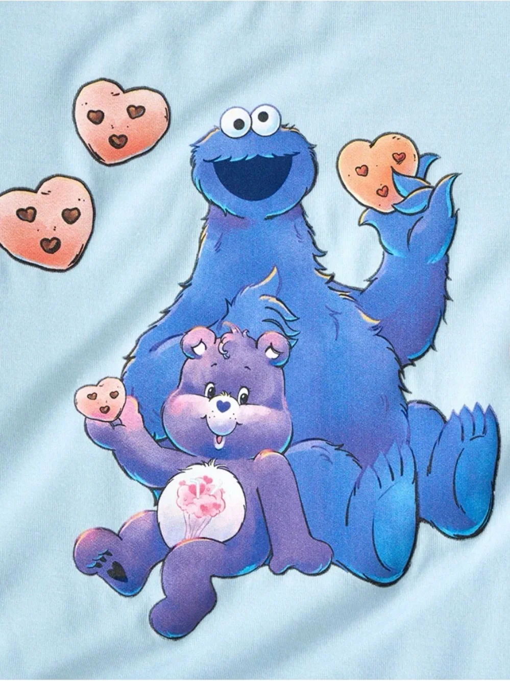 Posh Peanut Light Blue Hoodie with Sesame Street Cookie Monster care bear